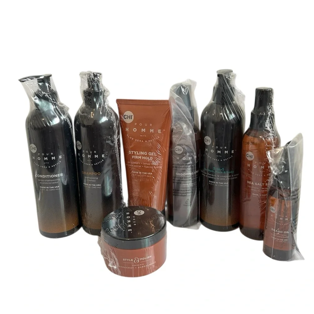 New! CHI pour Homme Men's 9 Piece Toiletry Kit - Hair & Skin Grooming, Face Body